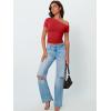imageTrendy Queen Women Off The Shoulder Tops Summer 2025 Short Sleeve Shirts Going Out Crop Y2k Cute Sexy TeeRed