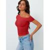 imageTrendy Queen Women Off The Shoulder Tops Summer 2025 Short Sleeve Shirts Going Out Crop Y2k Cute Sexy TeeRed