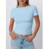 imageTrendy Queen Womens Boat Neck Tops Short Sleeve TShirts Going Out Compression Summer Y2k Basic Clothes 2025Babyblue