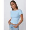 imageTrendy Queen Womens Boat Neck Tops Short Sleeve TShirts Going Out Compression Summer Y2k Basic Clothes 2025Babyblue