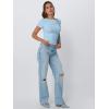 imageTrendy Queen Womens Boat Neck Tops Short Sleeve TShirts Going Out Compression Summer Y2k Basic Clothes 2025Babyblue