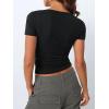 imageTrendy Queen Womens Boat Neck Tops Short Sleeve TShirts Going Out Compression Summer Y2k Basic Clothes 2025Black