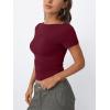 imageTrendy Queen Womens Boat Neck Tops Short Sleeve TShirts Going Out Compression Summer Y2k Basic Clothes 2025Burgundy