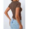 imageTrendy Queen Womens Boat Neck Tops Short Sleeve TShirts Going Out Compression Summer Y2k Basic Clothes 2025Coffee