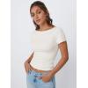 imageTrendy Queen Womens Boat Neck Tops Short Sleeve TShirts Going Out Compression Summer Y2k Basic Clothes 2025Lightapricot