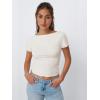 imageTrendy Queen Womens Boat Neck Tops Short Sleeve TShirts Going Out Compression Summer Y2k Basic Clothes 2025Lightapricot