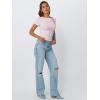 imageTrendy Queen Womens Boat Neck Tops Short Sleeve TShirts Going Out Compression Summer Y2k Basic Clothes 2025Lightpink