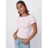 imageTrendy Queen Womens Boat Neck Tops Short Sleeve TShirts Going Out Compression Summer Y2k Basic Clothes 2025Lightpink