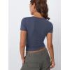 imageTrendy Queen Womens Boat Neck Tops Short Sleeve TShirts Going Out Compression Summer Y2k Basic Clothes 2025Navy