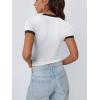 imageTrendy Queen Womens Crop Cute Tops Summer Top 2025 Y2k Short Sleeve Shirts Crewneck Color Block Slim Fit Basic ShirtWhite
