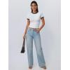 imageTrendy Queen Womens Crop Cute Tops Summer Top 2025 Y2k Short Sleeve Shirts Crewneck Color Block Slim Fit Basic ShirtWhite