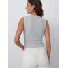 imageTrendy Queen Womens Ribbed Button Down Sleeveless Shirts Summer Going Out Cropped Tank TopLight Grey