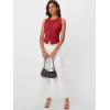 imageTrendy Queen Womens Ribbed Button Down Sleeveless Shirts Summer Going Out Cropped Tank TopRed
