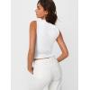 imageTrendy Queen Womens Ribbed Button Down Sleeveless Shirts Summer Going Out Cropped Tank TopWhite