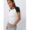 imageTrendy Queen Womens Spring Tops 2025 Crewneck Ribbed Short Sleeve Shirts Summer Raglan Sleeve Crop Top Cute Slim OutfitsWhiteblack