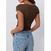imageTrendy Queen Womens Square Neck Ribbed Basic Going Out Crop Tops Short Sleeve T Shirts Summer Clothes 2025Brown