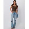 imageTrendy Queen Womens Square Neck Ribbed Basic Going Out Crop Tops Short Sleeve T Shirts Summer Clothes 2025Brown