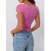 imageTrendy Queen Womens Square Neck Ribbed Basic Going Out Crop Tops Short Sleeve T Shirts Summer Clothes 2025Hot Pink