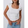 imageTrendy Queen Womens Square Neck Ribbed Basic Going Out Crop Tops Short Sleeve T Shirts Summer Clothes 2025White
