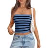 imageTrendy Queen Women Striped Tube Tops Strapless Going Out Backless Sleeveless Sexy Cute Y2k Knit Crop Summer Clothes 2025Blueblack