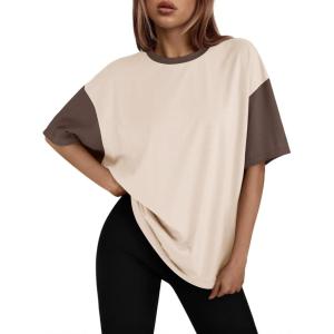 imageTrendy Queen Oversized TShirts for Women Summer Workout Loost Fit Short Sleeve Tops Casual Y2K 2025 Fashion Basic TeesApricot