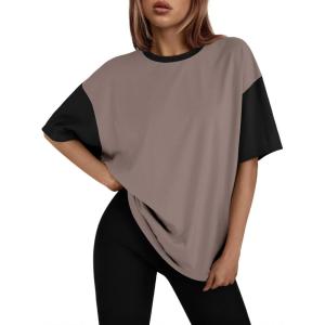 imageTrendy Queen Oversized TShirts for Women Summer Workout Loost Fit Short Sleeve Tops Casual Y2K 2025 Fashion Basic TeesCoffeegrey