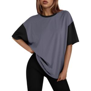 imageTrendy Queen Oversized TShirts for Women Summer Workout Loost Fit Short Sleeve Tops Casual Y2K 2025 Fashion Basic TeesDarkgrey
