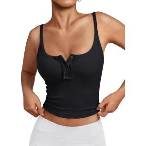 imageTrendy Queen Tanks Women Summer Racerback Crop Tops Camisole Ribbed Tops Shirts Going Out Beach Vacation Outfits 2025Black