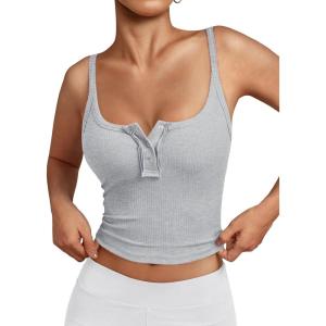 imageTrendy Queen Tanks Women Summer Racerback Crop Tops Camisole Ribbed Tops Shirts Going Out Beach Vacation Outfits 2025Grey