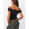 imageTrendy Queen Off The Shoulder Tops for Women Going Out Y2K Summer Cute Shirts Sexy 2025 Double Lined Spring Club OutfitsBlack