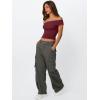 imageTrendy Queen Off The Shoulder Tops for Women Going Out Y2K Summer Cute Shirts Sexy 2025 Double Lined Spring Club OutfitsBurgundy