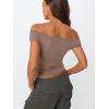 imageTrendy Queen Off The Shoulder Tops for Women Going Out Y2K Summer Cute Shirts Sexy 2025 Double Lined Spring Club OutfitsCoffeegrey