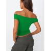imageTrendy Queen Off The Shoulder Tops for Women Going Out Y2K Summer Cute Shirts Sexy 2025 Double Lined Spring Club OutfitsGreen