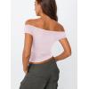 imageTrendy Queen Off The Shoulder Tops for Women Going Out Y2K Summer Cute Shirts Sexy 2025 Double Lined Spring Club OutfitsPink