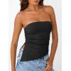 imageTrendy Queen Womens Summer Going Out Tube Tops Strapless Asymmetrical Bandeau Backless Corset Cute Teen Girls Y2k ShirtsBlack