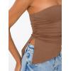 imageTrendy Queen Womens Summer Going Out Tube Tops Strapless Asymmetrical Bandeau Backless Corset Cute Teen Girls Y2k ShirtsBrown