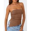imageTrendy Queen Womens Summer Going Out Tube Tops Strapless Asymmetrical Bandeau Backless Corset Cute Teen Girls Y2k ShirtsBrown