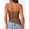 imageTrendy Queen Womens Summer Going Out Tube Tops Strapless Asymmetrical Bandeau Backless Corset Cute Teen Girls Y2k ShirtsBrown