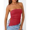 imageTrendy Queen Womens Summer Going Out Tube Tops Strapless Asymmetrical Bandeau Backless Corset Cute Teen Girls Y2k ShirtsRed