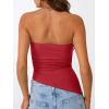 imageTrendy Queen Womens Summer Going Out Tube Tops Strapless Asymmetrical Bandeau Backless Corset Cute Teen Girls Y2k ShirtsRed