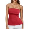 imageTrendy Queen Going Out Tops for Women Summer Spring Tube Tops Cute Off The Shoulder Backless Corset Teen Girls Y2k ClothesRed