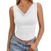 imageTrendy Queen Womens Going Out Tank Tops 2025 Cowl Neck V Basic Cute Sleeveless Shirts Summer Fashion Outfits ClothesWhite