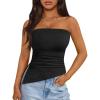 imageTrendy Queen Womens Summer Going Out Tube Tops Strapless Asymmetrical Bandeau Backless Corset Cute Teen Girls Y2k ShirtsBlack