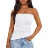 imageTrendy Queen Womens Summer Going Out Tube Tops Strapless Asymmetrical Bandeau Backless Corset Cute Teen Girls Y2k ShirtsWhite