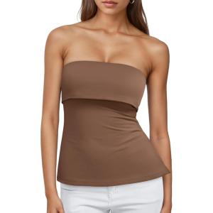 imageTrendy Queen Going Out Tops for Women Summer Spring Tube Tops Cute Off The Shoulder Backless Corset Teen Girls Y2k ClothesBrown
