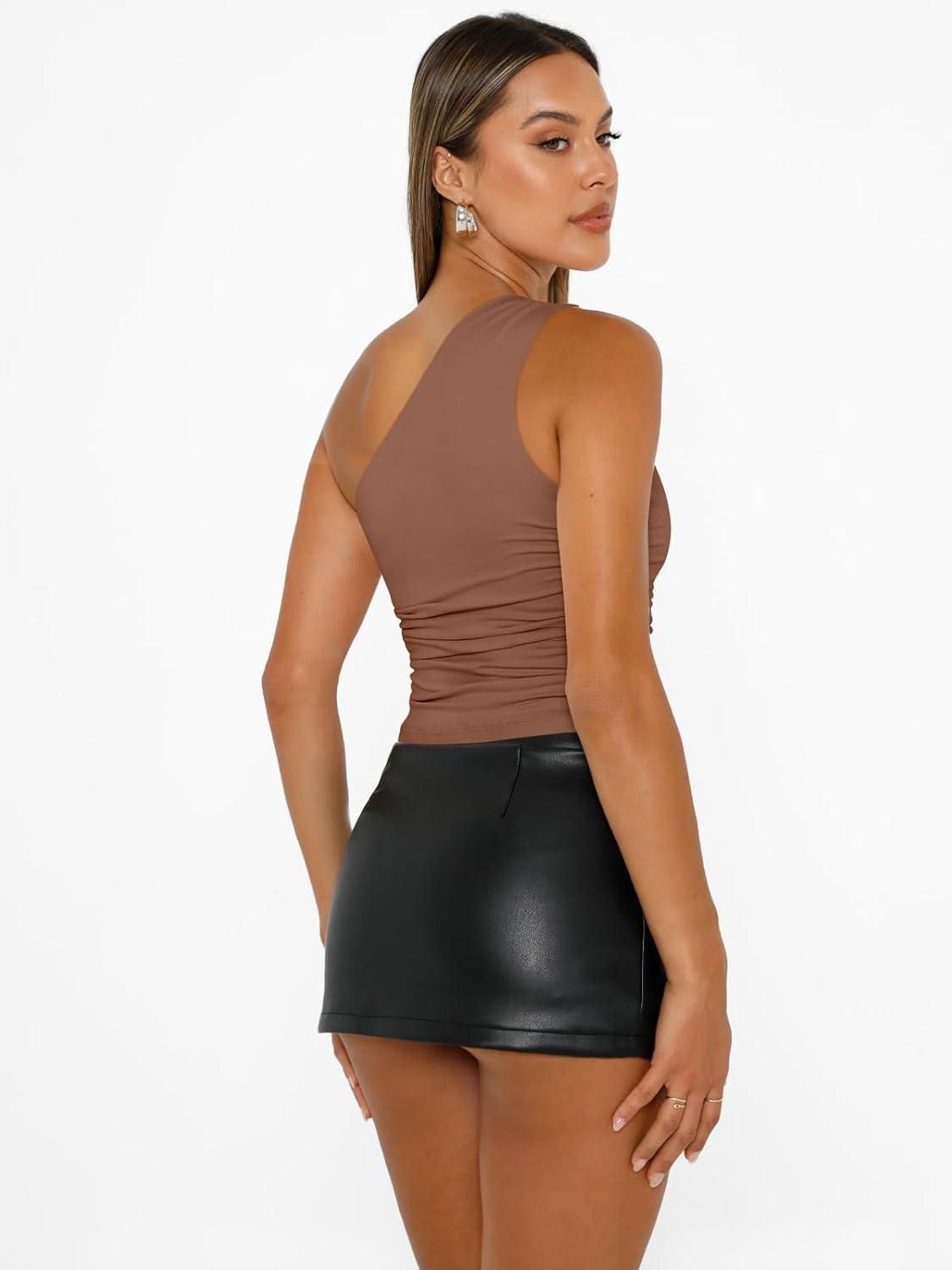 imageTrendy Queen Womens Going Out Tops Summer Spring Tank Crop Outfit Cute Y2k Shirts Corset Fashion Workout Clothes 2025Brown