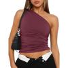 imageTrendy Queen Womens Going Out Tops Summer Spring Tank Crop Outfit Cute Y2k Shirts Corset Fashion Workout Clothes 2025Wine Red