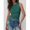 imageTrendy Queen Women Going Out Casual Tank Tops Spring Summer Basic Cute 2025 Sleeveless Shirt Y2K Fashion Outfit ClothesDarkgreen