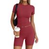 imageTrendy Queen Womens 2 Piece Workout Sets Short Matching Lounge Sets Summer Clothes Going Out Gym OutfitsRed