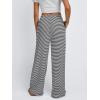 imageTrendy Queen Womens Striped Ribbed Wide Leg Pants Casual Drawstring Elastic Waist Baggy Sweatpants with PocketsBlack White